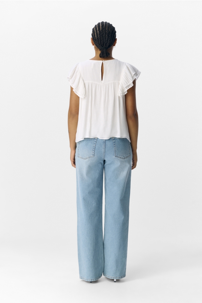 OBJANN S/L RE FRILL TOP 139 23046864 WHITE